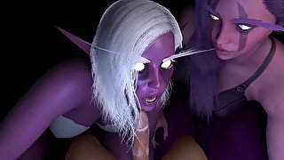 Two Purple Elves double blowjob: 3D Porn