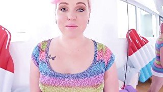 Big tits Miley May POV deepthroat and swallowing cum