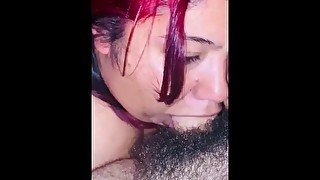 Bigmami swallows big cook and masturbates with tits