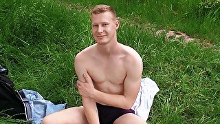 Thin and beautiful guy enjoy outdoor sex in POV