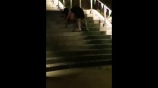 Amateur caught licking ass and pussy in public 