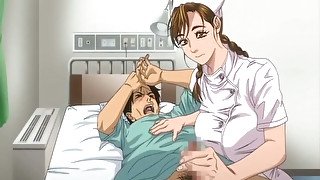 Busty hentai nurse gives head and gets fucked in missionary position