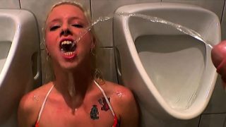 Piss deluge for golden shower slut