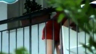 Neighbour nice upskirt Balcony