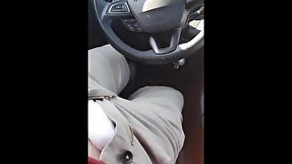 Public flashing playing with bwc in car (solo male)