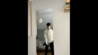 Sexy teenager masturbates in a suit ONLYFANS