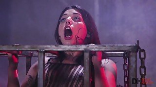 Submissive latina Gina Valentina gets assfucked in a cage