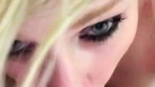 Beautiful blonde milf with big boobs gives a hot POV blowjob