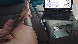 I am watching pantyhose porn while masturbating