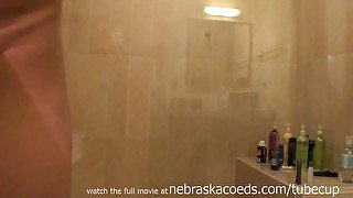 College teen 18+ Filming Herself Masturbating Showering