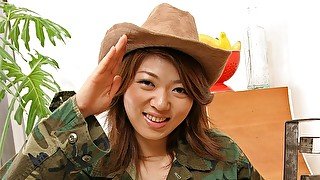 Seira Rando in Japanese army girl Seira Rando enjoys a cock rodeo - AviDolz