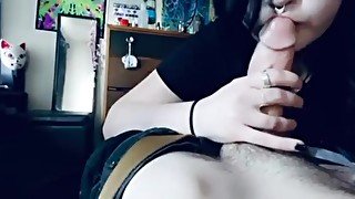 Emo girl mouth fucked by boyfriend