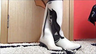 Squeaky White Rubber Boots