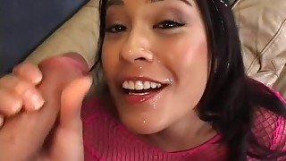 Young asian slut fucked with big cock into wet pussy.