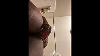 Ebony masturbating in shower