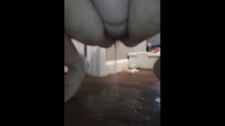 Dirty milf pees on floor