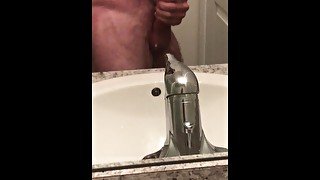 Cumming standing up after edging