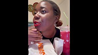 dd- dunkin’ donuts eating show *alliyah alecia eats* : (late night/ early morning breakfast mukbang)