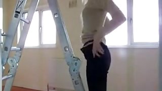 Sexy young babe fucks the hot builder.