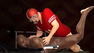 3D Cartoon Football Stud Ass fucking Tight Black Bottom