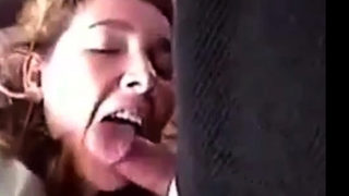 She sucks the head, I then cum on her face