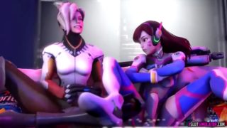 Hot mass effect babes get rammed by huge dicks