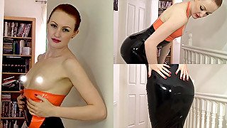 Anita de Bauch in Orange Dress and Black Stockings - LatexHeavenVideo