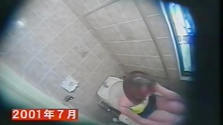 Spy camera in toilet voyeurs girl rubbing hairy cunt