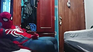 Masturbating in my spiderman suit