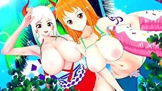 Spending the Best Creampie Vacations with Nami and Yamato - One Piece Anime Hentai 3d Compilation