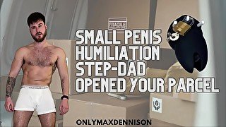 Small penis humiliation - stepdad opened your parcel chastity