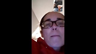 Dad cumming for granny on video chat