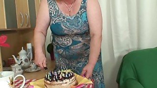 Huge titted mother in law pleases him