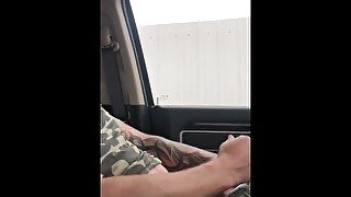 Man jerking off in vehicle