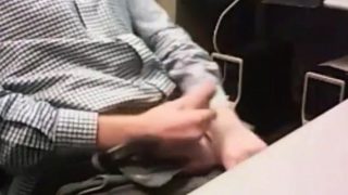 dad strokes cock at the office 3