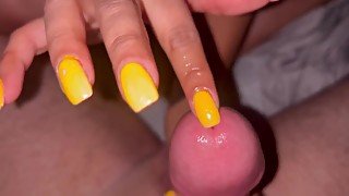 Yellow nails cum blocking handjob nails insert full video on Onlyfans