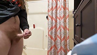 Teen jerking off in the bathroom