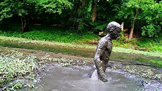 Secret Sloppy Mud Pit Naked in Public Forest