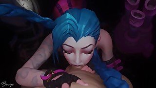 Jinx Deep Blowjob Deepthroat Animaiton 3D League of Legends