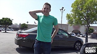 Blue eyed cute blonde gay teen sucks his boyfriend in a car