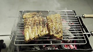 Grilling pork ribs with love