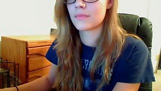 Blond haired nerdy webcam nympho exposed her natural titties