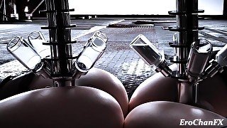 Nier Automata 2B & A2 fucked by dildo machine and covered in cum