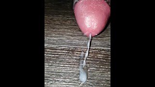 Slow motion cumshot with Hitachi wand vibe