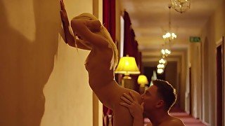 Brunette makes love with blonde neighbor and her BF