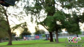 Man picked up beautiful babe in the park for spanking her pussy