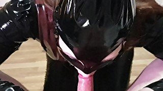 HOTWIFE in latex - POV cum in mouth