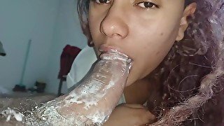 (creampie) teen ebony looking at camera to see huge cumshot inside her big mouth🍆🥛🥛🤤😋💦🫦