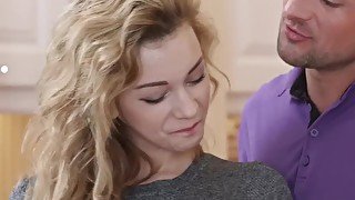 Blonde cutie Sonia takes a cock in the kitchen