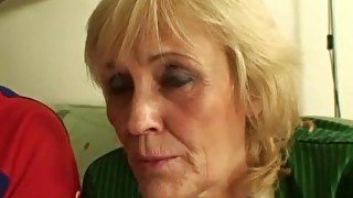 Blonde granny pleases two friends